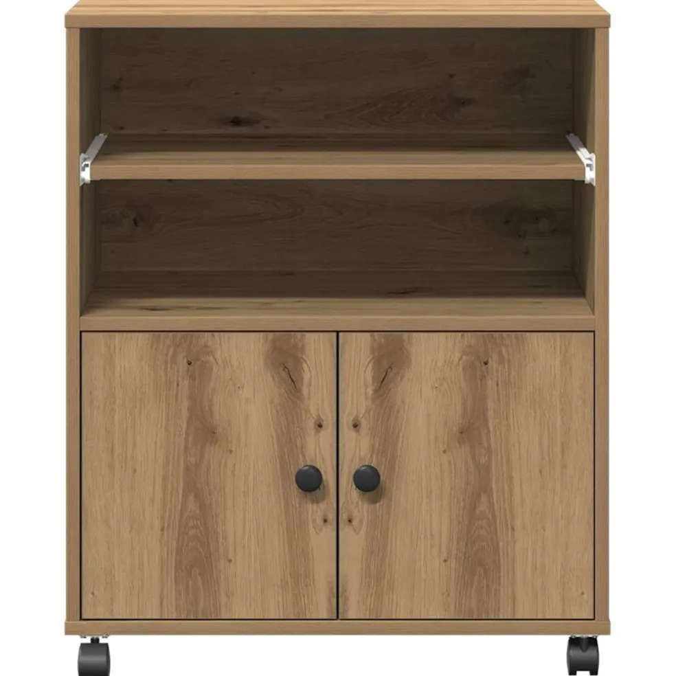 vidaXL Printerstand Artisanaal eiken 60 x 48 x 74 cm Bewerkt hout