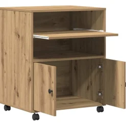vidaXL Printerstand Artisanaal eiken 60 x 48 x 74 cm Bewerkt hout