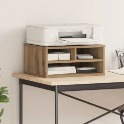 vidaXL Printerstand Artisanaal eiken 49 x 40 x 22,5 cm Bewerkt hout