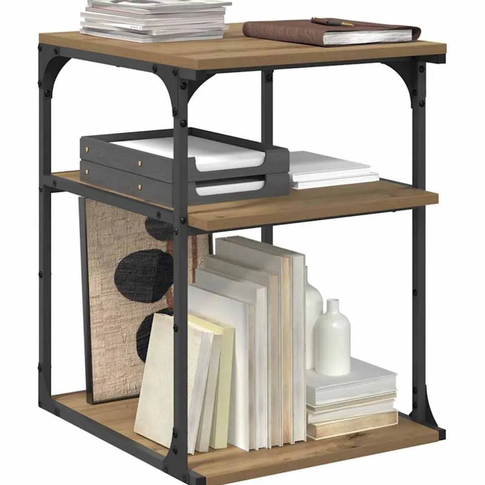 vidaXL Printerstand Artisan Eiken 43 x 48 x 64 cm Bewerkt hout