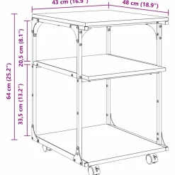 vidaXL Printerstand Artisan Eiken 43 x 48 x 64 cm Bewerkt hout