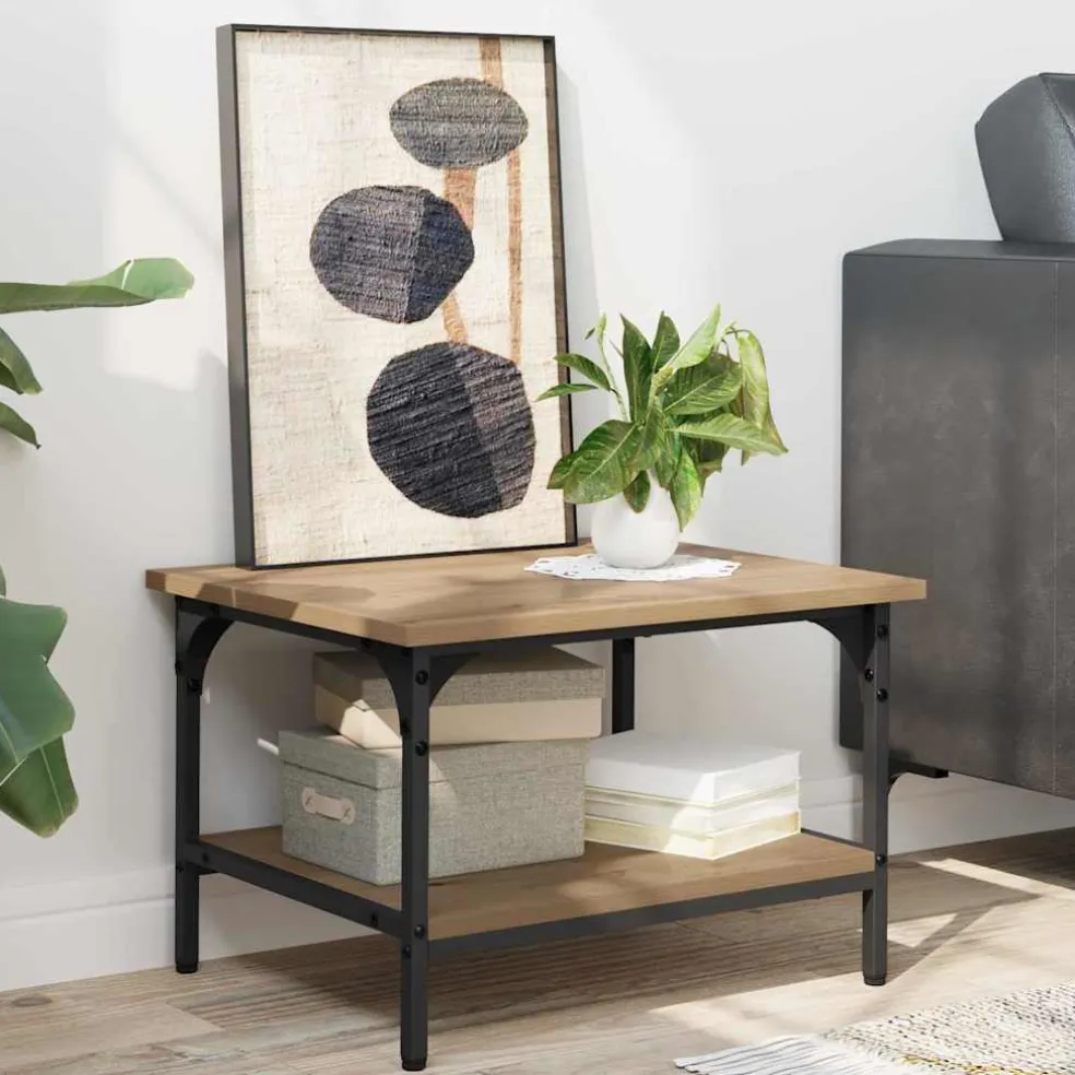 vidaXL Printerstand Artisan Eiken 50 x 40 x 38 cm Bewerkt hout