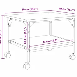 vidaXL Printerstand Artisan Eiken 50 x 40 x 38 cm Bewerkt hout
