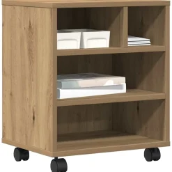 vidaXL Printerstand Artisanaal eiken 41 x 32 x 48 cm Bewerkt hout