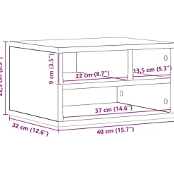 vidaXL Printerstand Artisan Eiken 40 x 32 x 22,5 cm Bewerkt hout