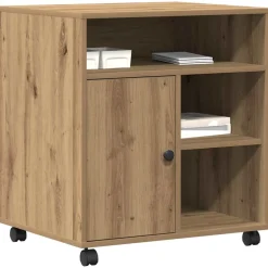 vidaXL Printerstand artisanaal eikenkleurig 60 x 50 x 67 cm