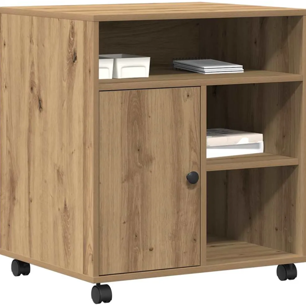 vidaXL Printerstand artisanaal eikenkleurig 60 x 50 x 67 cm