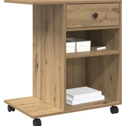 vidaXL Printerstand Artisanaal eiken 60 x 40 x 68,5 cm Bewerkt hout