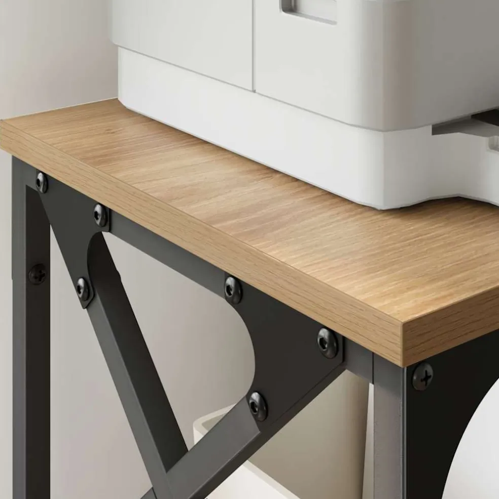 vidaXL Printerstand Artisanaal eiken 40 x 30 x 31 cm Bewerkt hout