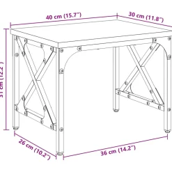 vidaXL Printerstand Artisanaal eiken 40 x 30 x 31 cm Bewerkt hout