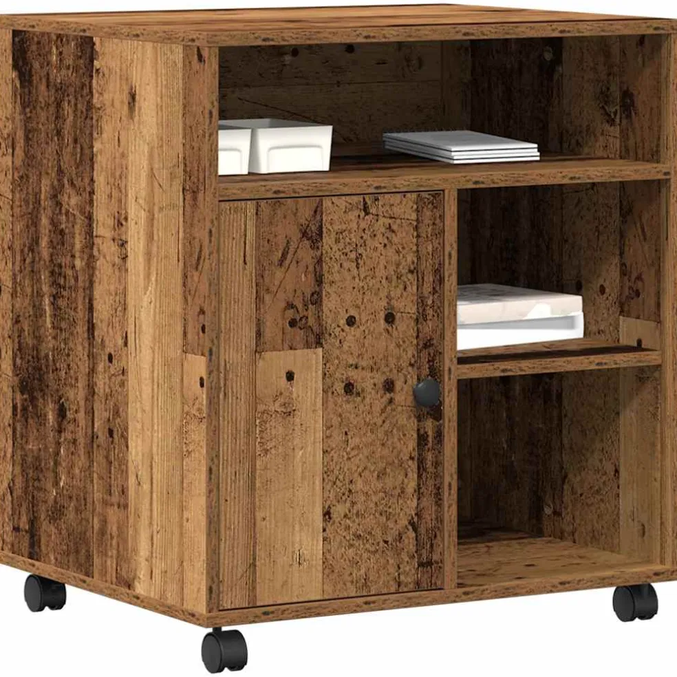 vidaXL Printerstand Oud hout 60 x 50 x 67 cm Bewerkt hout