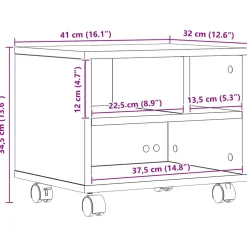 vidaXL Printerstand Oudhout 41 x 32 x 34,5 cm Bewerkt hout