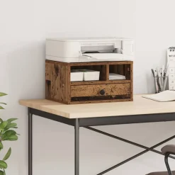vidaXL Printerstand Oud Hout 40 x 32 x 24 cm Bewerkt hout