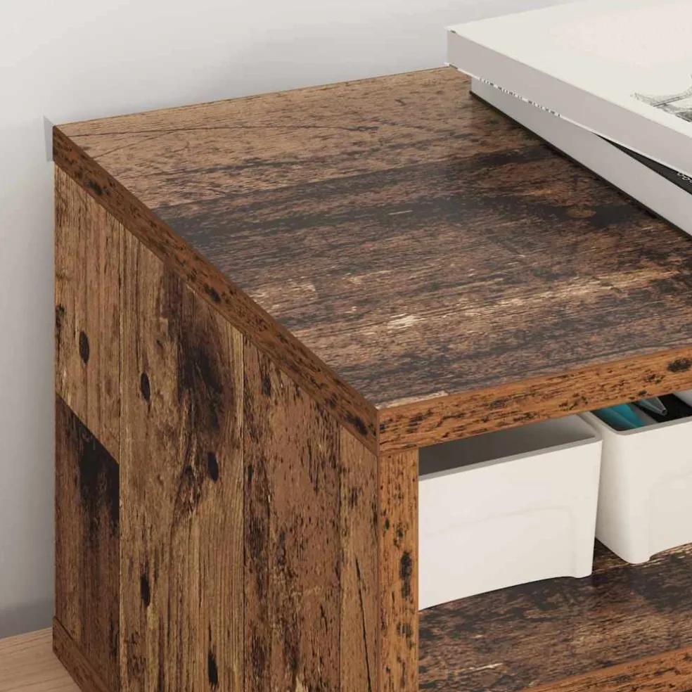vidaXL Printerstand Oud Hout 40 x 32 x 24 cm Bewerkt hout