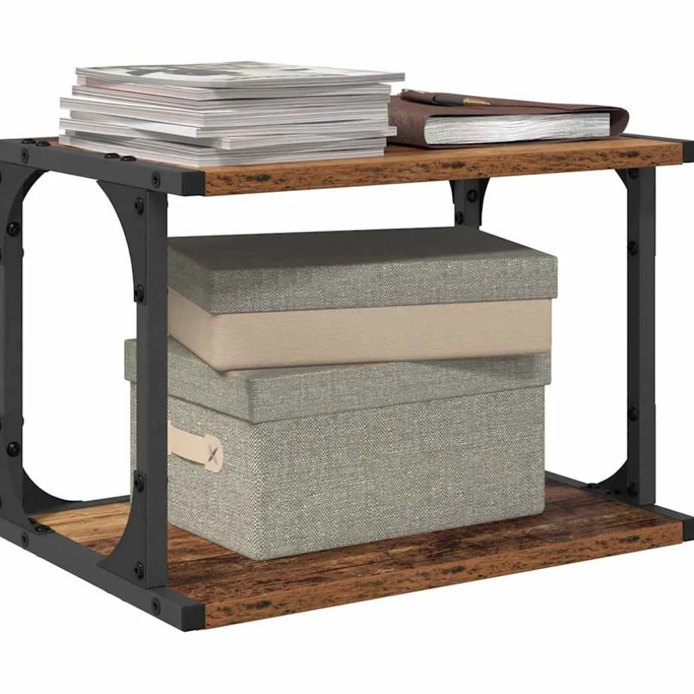 vidaXL Printerstand Oud hout 41 x 28 x 33,5 cm Bewerkt hout