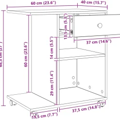 vidaXL Printerstand Oud hout 60 x 40 x 68,5 cm Bewerkt hout