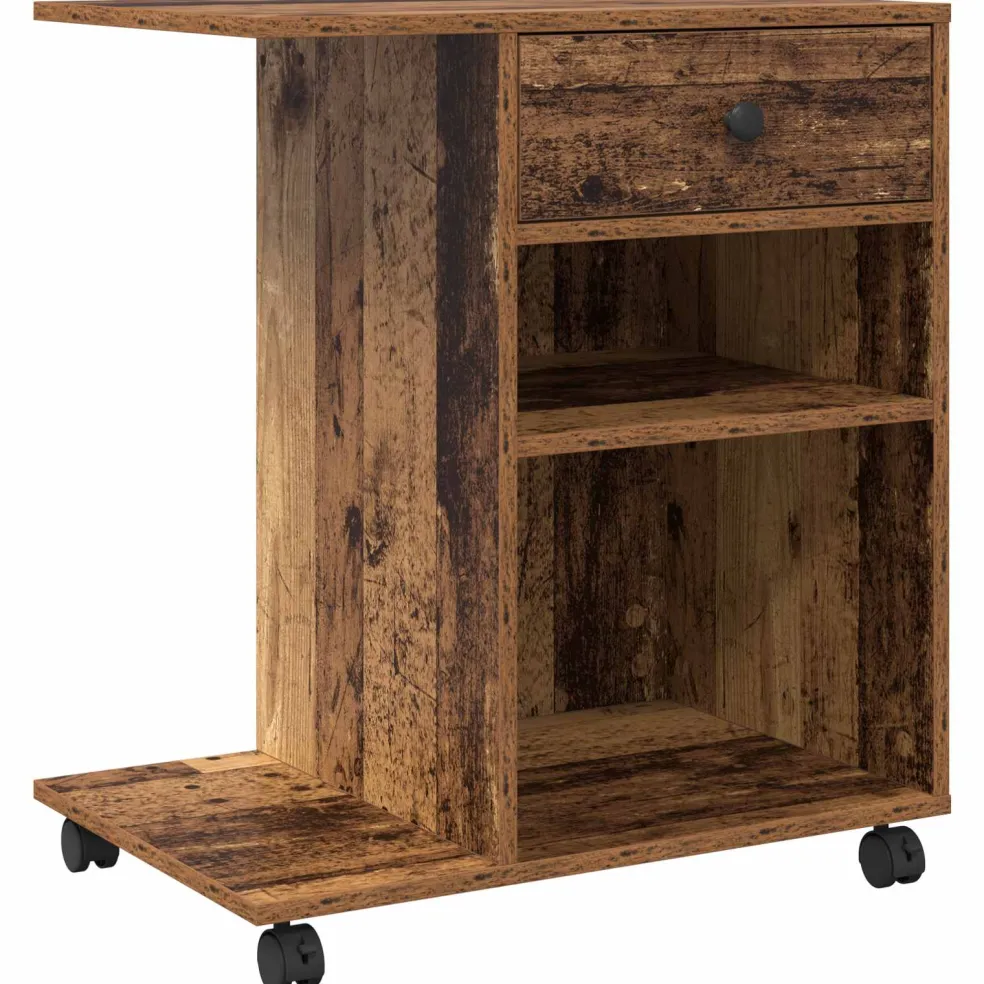 vidaXL Printerstand Oud hout 60 x 48 x 74 cm Bewerkt hout