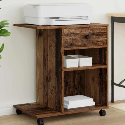 vidaXL Printerstand Oud hout 60 x 48 x 74 cm Bewerkt hout