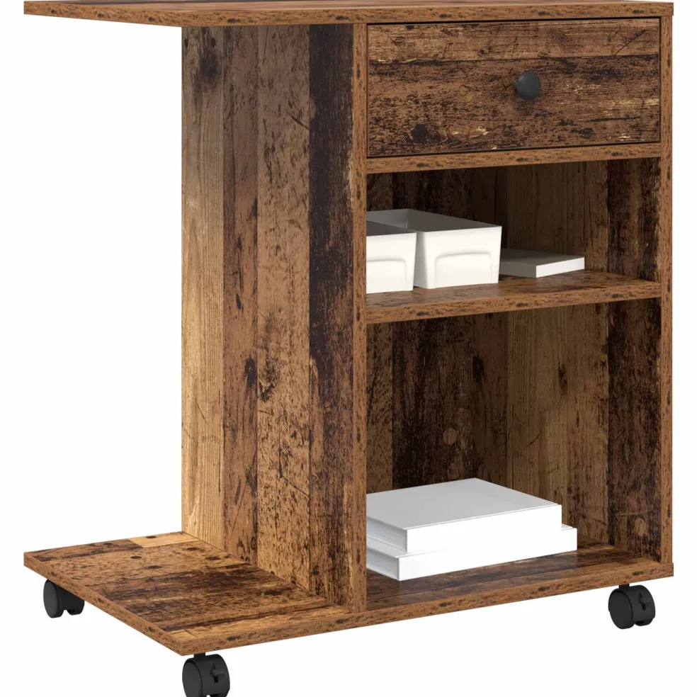 vidaXL Printerstand Oud hout 60 x 48 x 74 cm Bewerkt hout