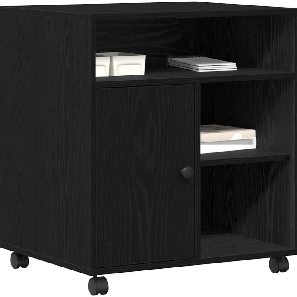 vidaXL Printerstand Zwart eiken 60 x 50 x 67 cm Bewerkt hout