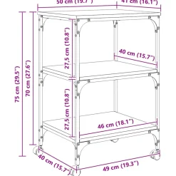 vidaXL Printerstand Zwart eiken 50 x 41 x 75 cm Bewerkt hout