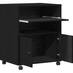 vidaXL Printerstand Zwart eiken 60 x 48 x 74 cm Bewerkt hout