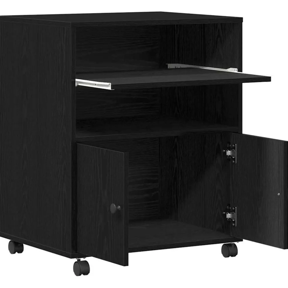vidaXL Printerstand Zwart eiken 60 x 48 x 74 cm Bewerkt hout