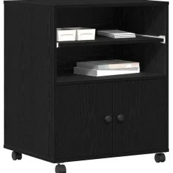 vidaXL Printerstand Zwart eiken 60 x 48 x 74 cm Bewerkt hout