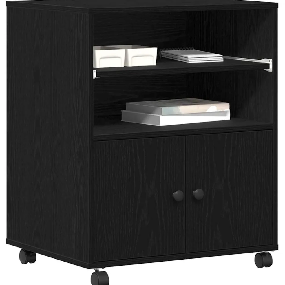 vidaXL Printerstand Zwart eiken 60 x 48 x 74 cm Bewerkt hout