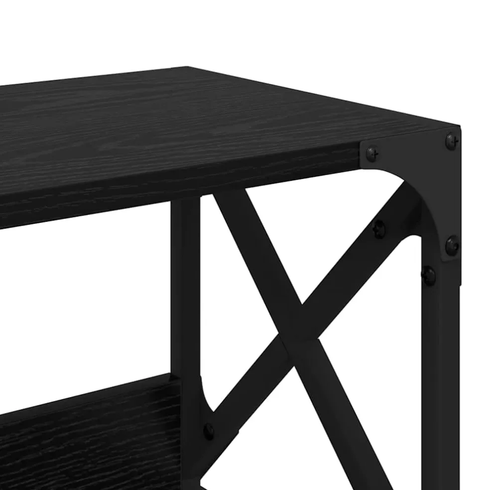 vidaXL Printerstand Zwart Eiken 44 x 26 x 31,5 cm Bewerkt hout