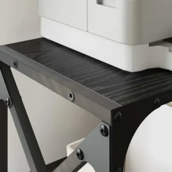 vidaXL Printerstand Zwart Eiken 44 x 26 x 31,5 cm Bewerkt hout