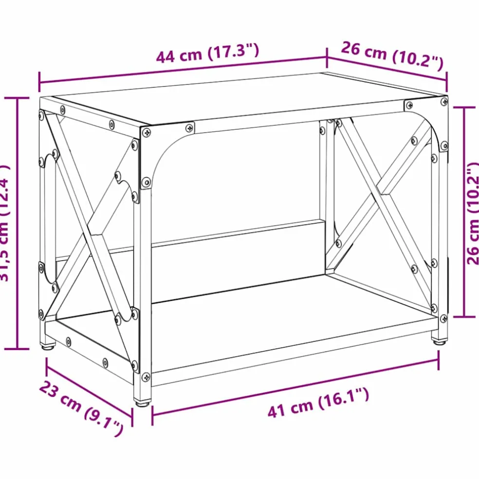 vidaXL Printerstand Zwart Eiken 44 x 26 x 31,5 cm Bewerkt hout