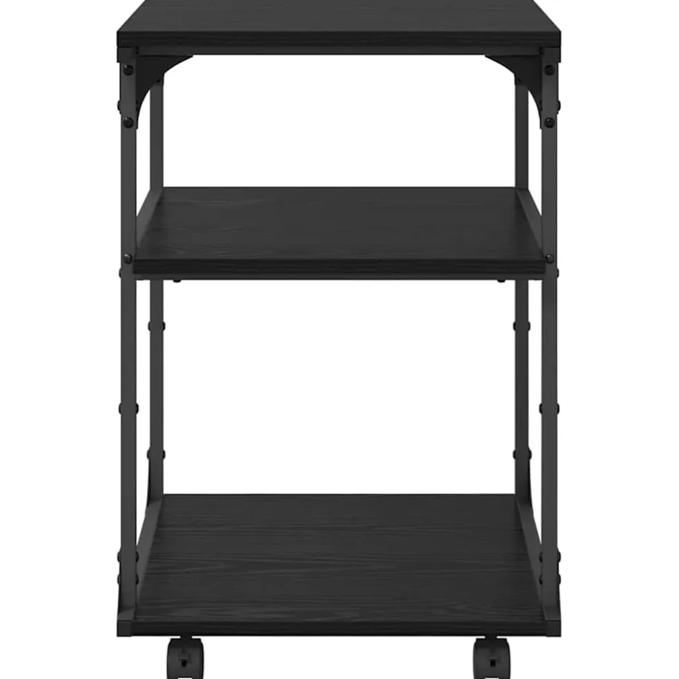 vidaXL Printerstand Zwart Eiken 43 x 48 x 64 cm Bewerkt hout