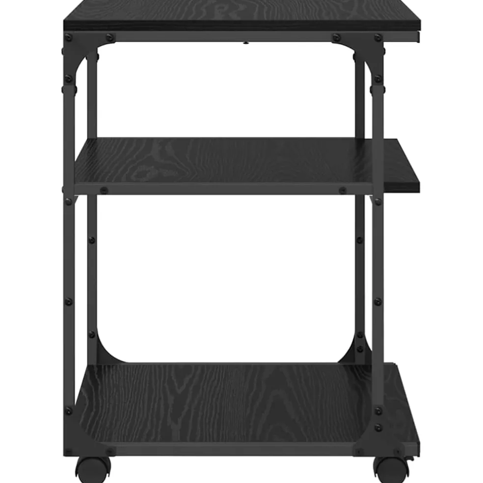 vidaXL Printerstand Zwart Eiken 43 x 48 x 64 cm Bewerkt hout
