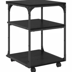 vidaXL Printerstand Zwart Eiken 43 x 48 x 64 cm Bewerkt hout