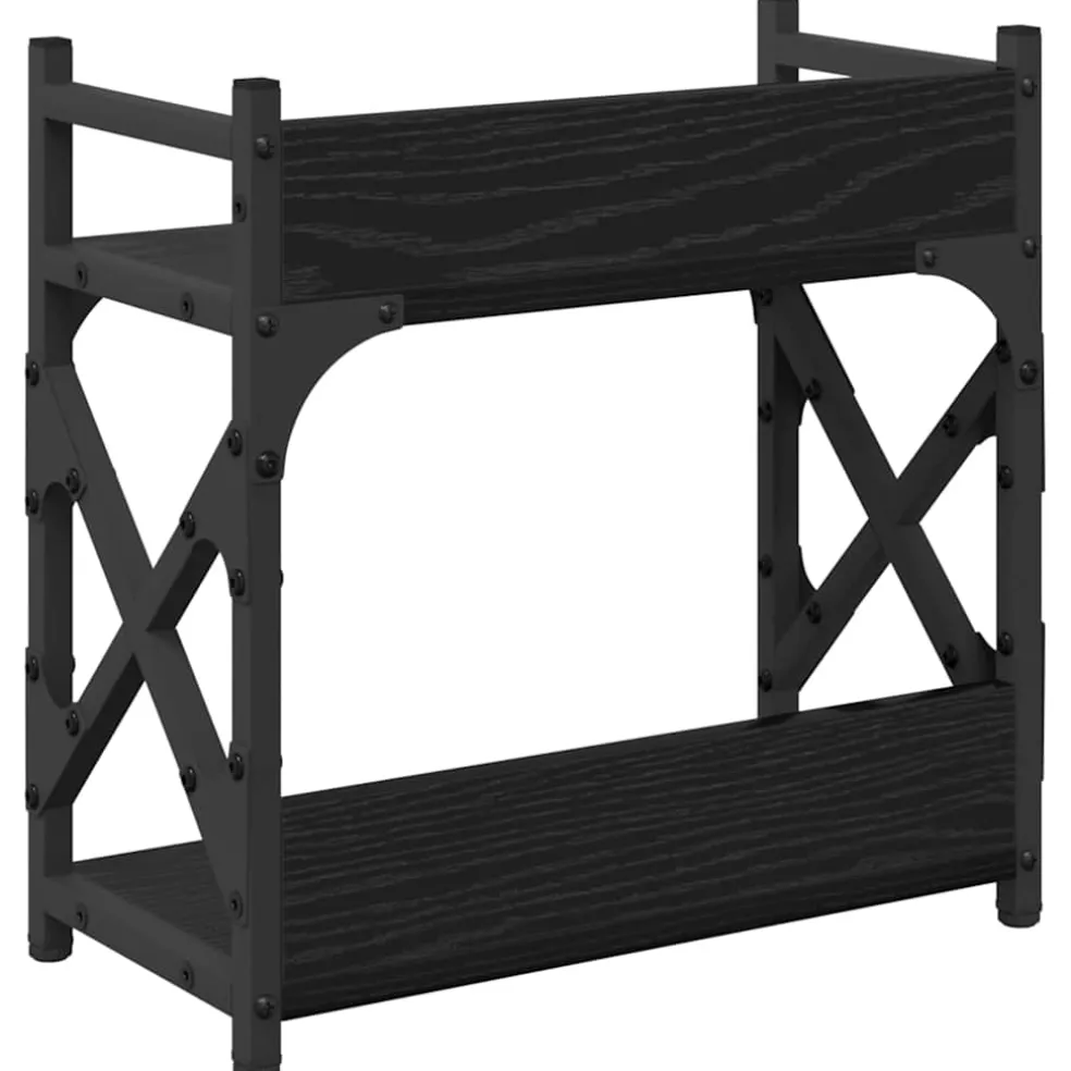 vidaXL Printerstand Zwart Eiken 40 x 20 x 40 cm Bewerkt hout
