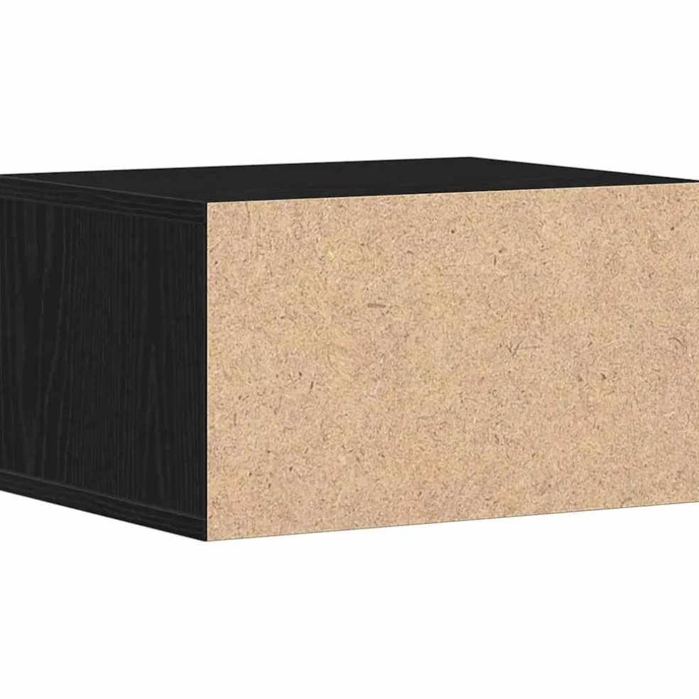 vidaXL Printerstand Zwart Eiken 40 x 32 x 22,5 cm Bewerkt hout