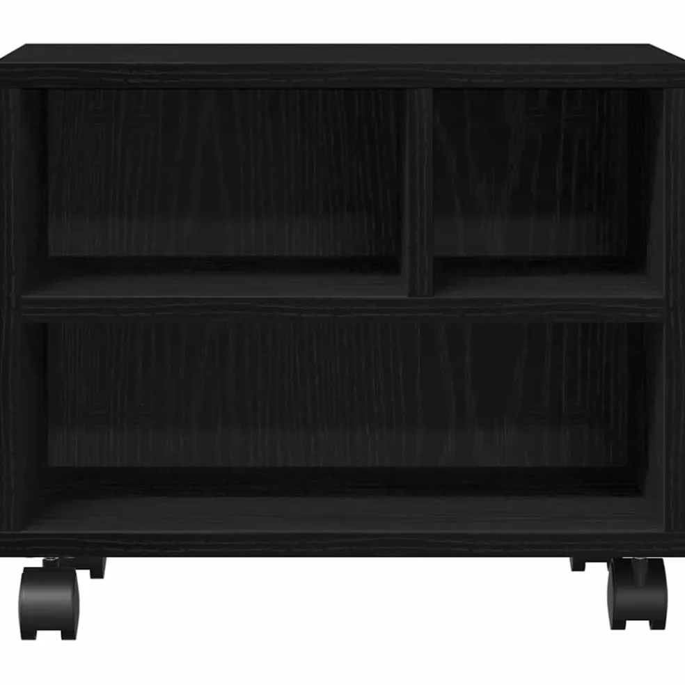 vidaXL Printerstand Zwart Eiken 41 x 32 x 34,5 cm Bewerkt hout