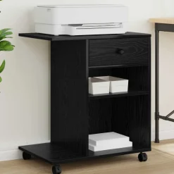 vidaXL Printerstand Zwart eiken 60 x 40 x 68,5 cm Bewerkt hout