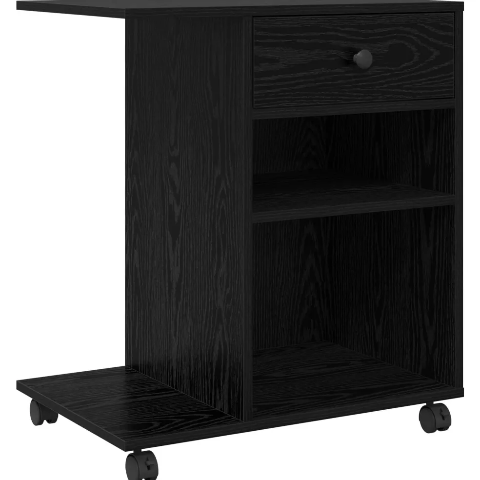 vidaXL Printerstand Zwart eiken 60 x 40 x 68,5 cm Bewerkt hout