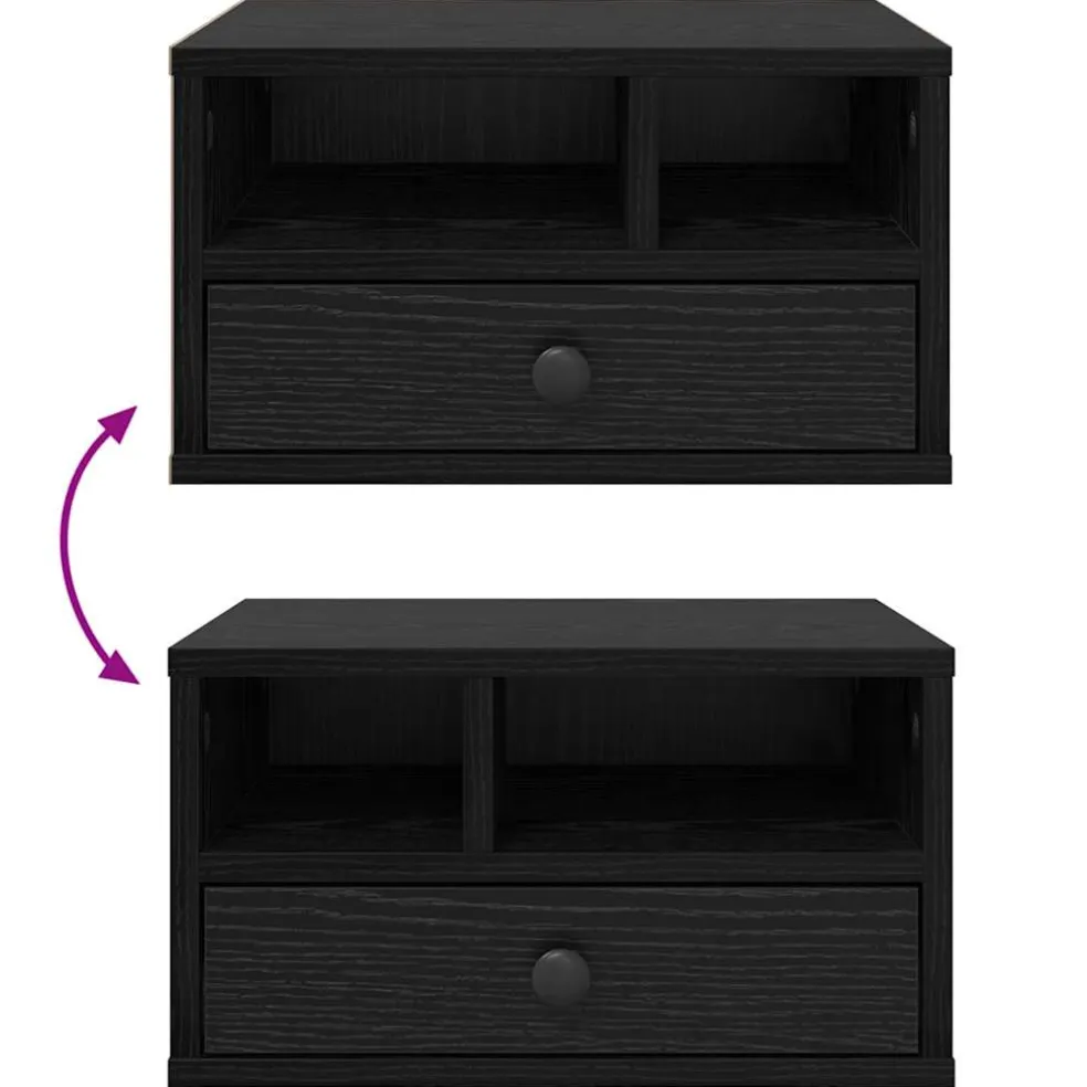 vidaXL Printerstand Zwart Eiken 40 x 32 x 24 cm Bewerkt hout