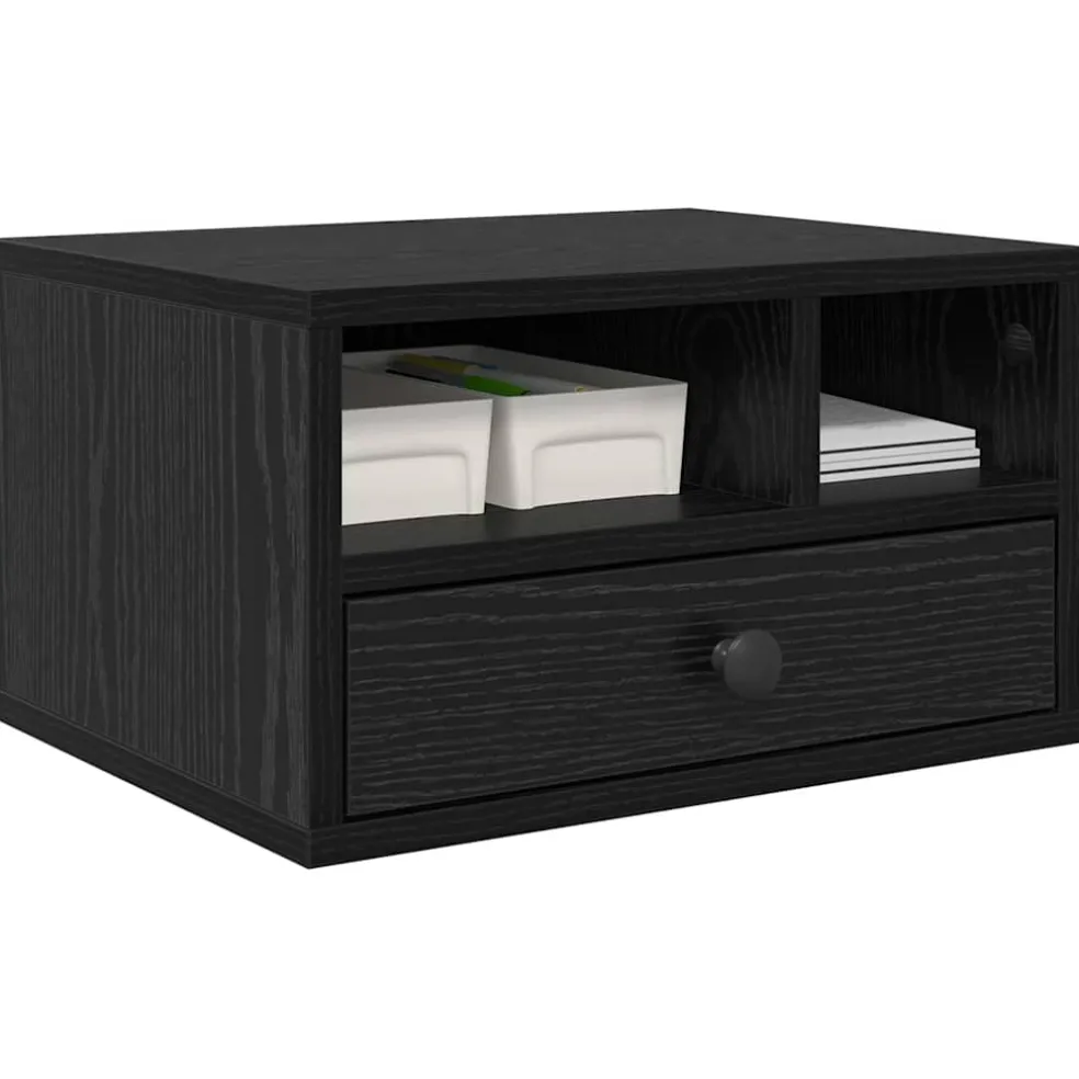 vidaXL Printerstand Zwart Eiken 40 x 32 x 24 cm Bewerkt hout