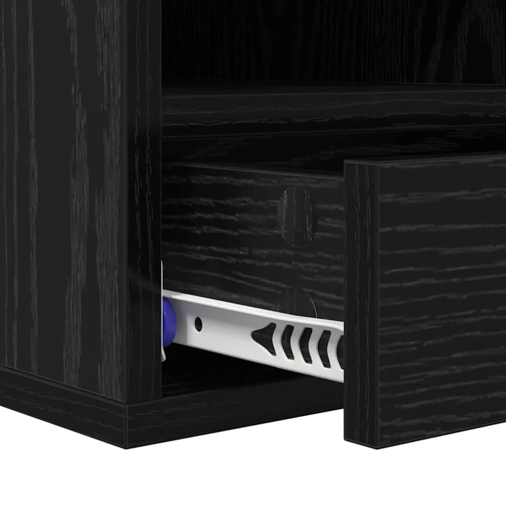 vidaXL Printerstand Zwart Eiken 40 x 32 x 24 cm Bewerkt hout