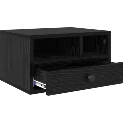 vidaXL Printerstand Zwart Eiken 40 x 32 x 24 cm Bewerkt hout