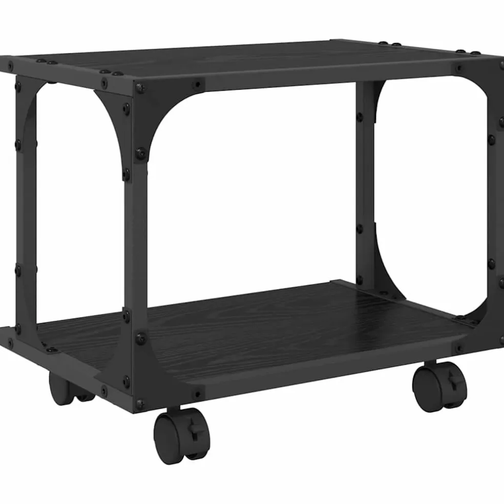 vidaXL Printerstand Zwart eiken 41 x 28 x 33,5 cm Bewerkt hout