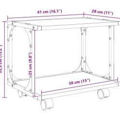 vidaXL Printerstand Zwart eiken 41 x 28 x 33,5 cm Bewerkt hout