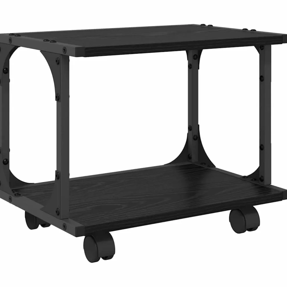 vidaXL Printerstand Zwart eiken 41 x 28 x 33,5 cm Bewerkt hout