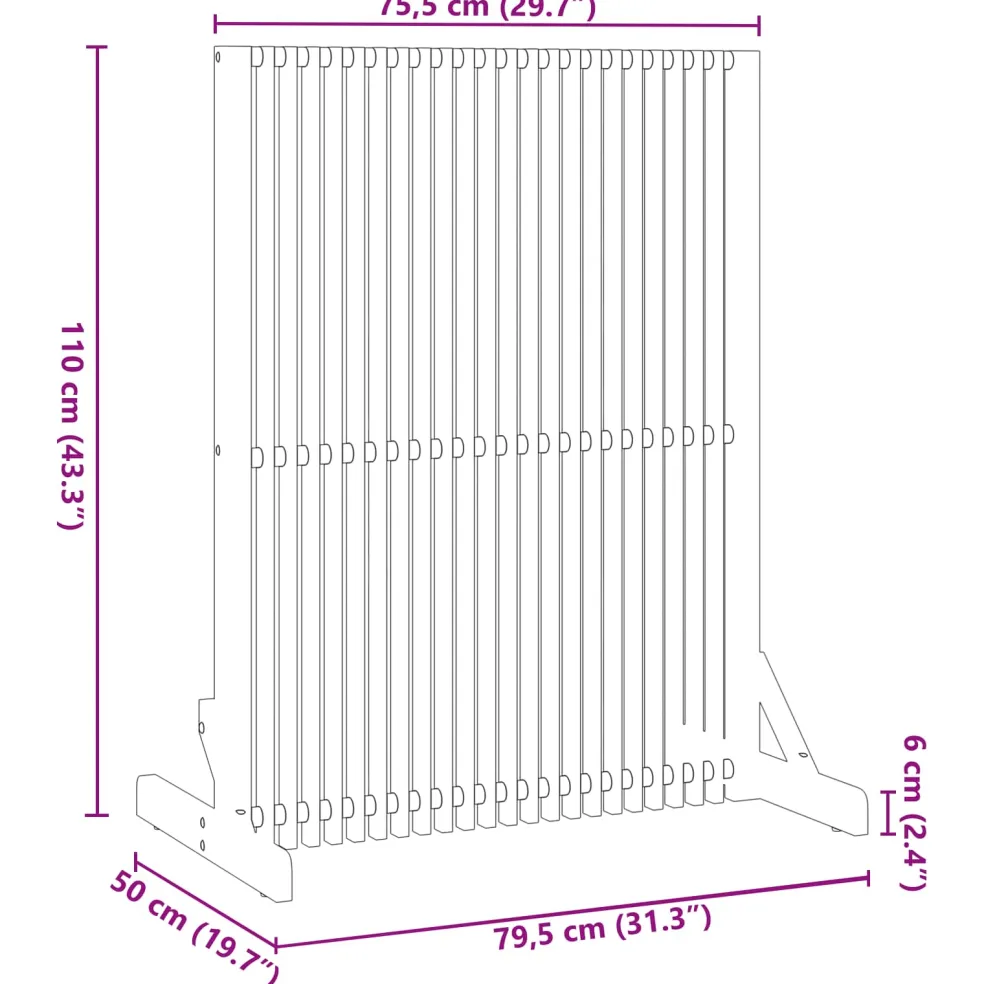 vidaXL Privacyscherm Bruin 79,5 x 50 x 110 cm Massief Acaciahout