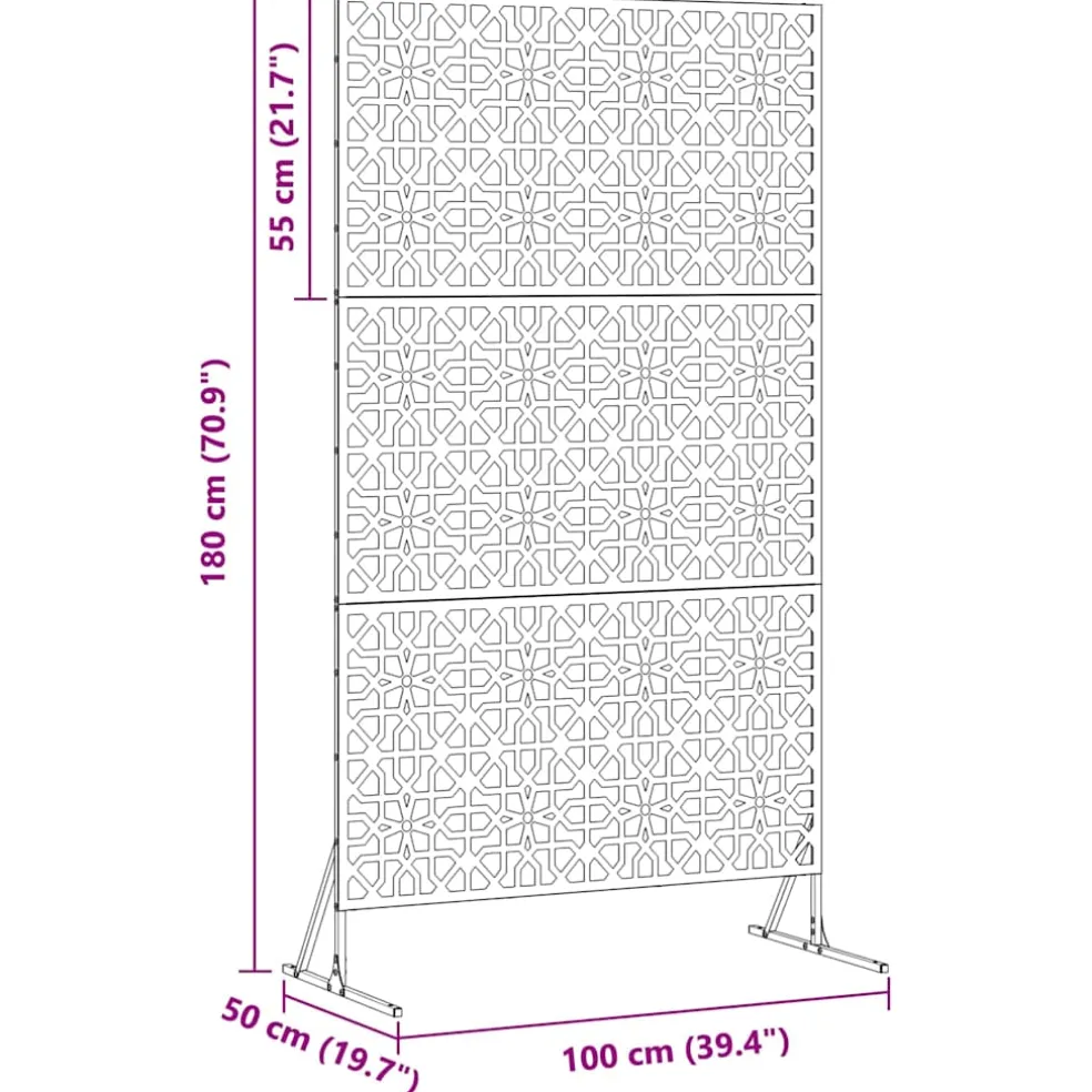 vidaXL Privacyscherm 100 x 50 x 180 cm Roestvrij staal zilver
