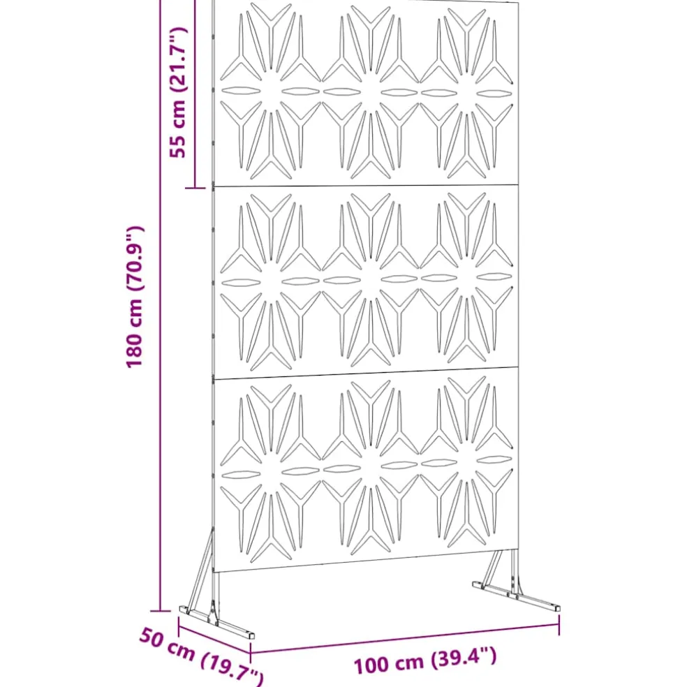 vidaXL Privacyscherm 100 x 50 x 180 cm Staal Antraciet